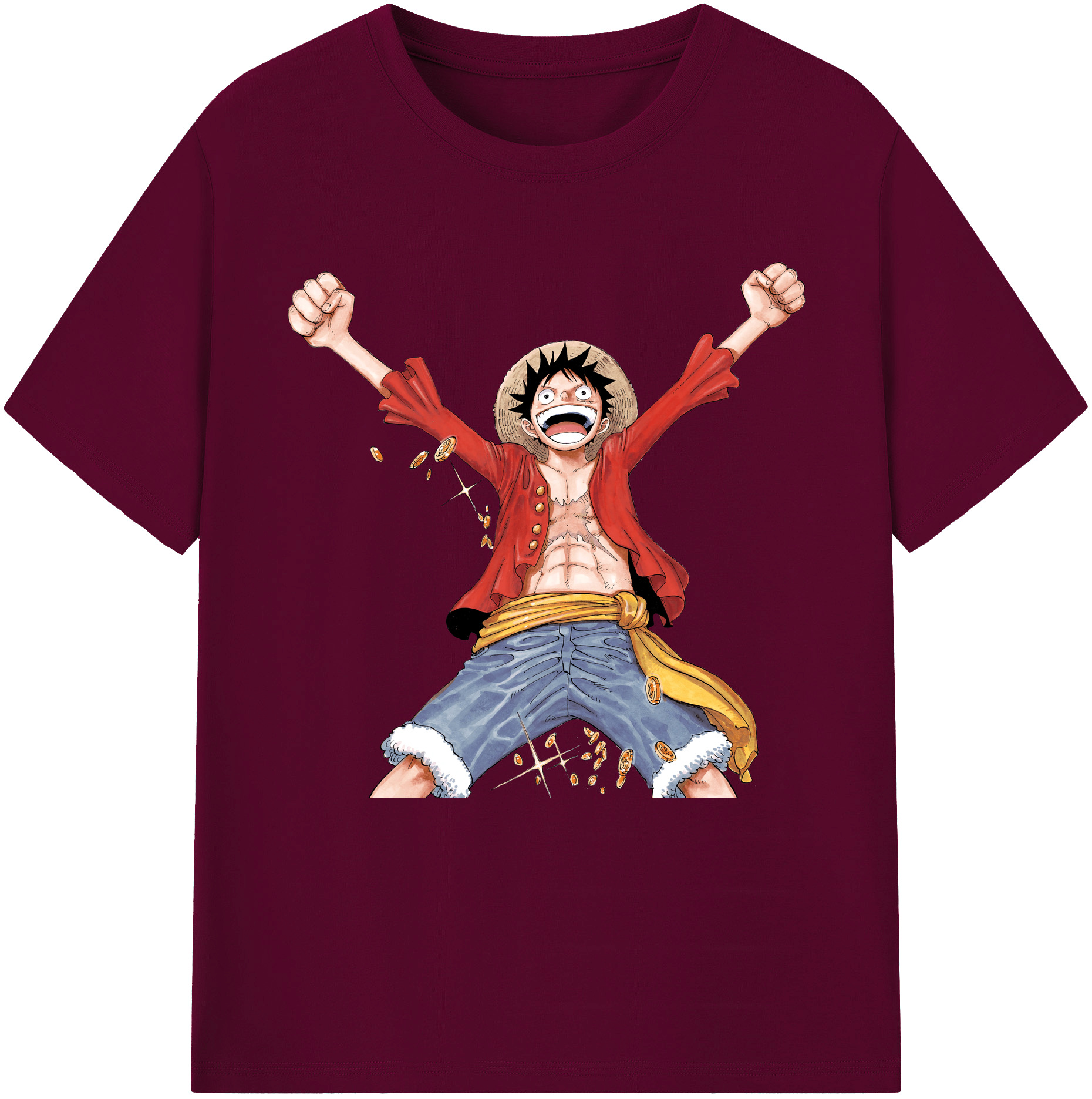ワンピース モンキー・D・ルフィ ONE PIECE Monkey D. Luffy レディースカジュアルプリントTシャツ（綿100％）